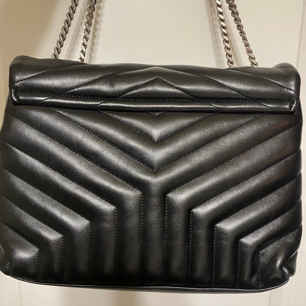 YSL Med.black and silver Lou Lou shoulder bag